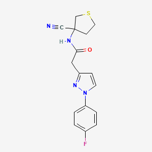 molecular formula C16H15FN4OS B2828177 N-(3-Cyanothiolan-3-YL)-2-[1-(4-fluorophenyl)pyrazol-3-YL]acetamide CAS No. 1436148-99-0