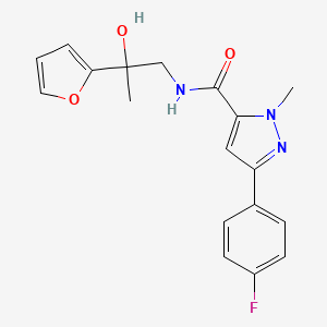 molecular formula C18H18FN3O3 B2828179 3-(4-氟苯基)-N-(2-(呋喃-2-基)-2-羟基丙基)-1-甲基-1H-吡唑-5-甲酰胺 CAS No. 1396861-74-7