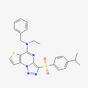 molecular formula C25H25N5O2S2 B2828180 N-benzyl-N-ethyl-3-((4-isopropylphenyl)sulfonyl)thieno[2,3-e][1,2,3]triazolo[1,5-a]pyrimidin-5-amine CAS No. 892740-09-9