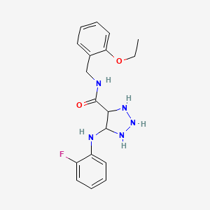molecular formula C18H18FN5O2 B2828181 N-[(2-ethoxyphenyl)methyl]-5-[(2-fluorophenyl)amino]-1H-1,2,3-triazole-4-carboxamide CAS No. 1291833-09-4