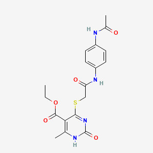 molecular formula C18H20N4O5S B2828192 ethyl 4-[2-(4-acetamidoanilino)-2-oxoethyl]sulfanyl-6-methyl-2-oxo-1H-pyrimidine-5-carboxylate CAS No. 900002-23-5