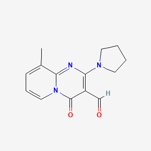 molecular formula C14H15N3O2 B2828193 9-Methyl-4-oxo-2-pyrrolidin-1-yl-4H-pyrido[1,2-a]pyrimidine-3-carbaldehyde CAS No. 433318-45-7