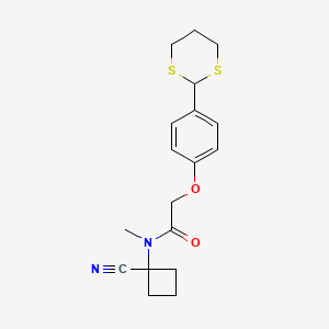 molecular formula C18H22N2O2S2 B2828195 N-(1-cyanocyclobutyl)-2-[4-(1,3-dithian-2-yl)phenoxy]-N-methylacetamide CAS No. 1423645-50-4
