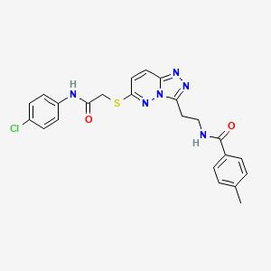 molecular formula C23H21ClN6O2S B2828201 N-(2-(6-((2-((4-chlorophenyl)amino)-2-oxoethyl)thio)-[1,2,4]triazolo[4,3-b]pyridazin-3-yl)ethyl)-4-methylbenzamide CAS No. 872994-70-2