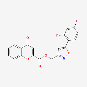 molecular formula C20H11F2NO5 B2828215 (5-(2,4-difluorophenyl)isoxazol-3-yl)methyl 4-oxo-4H-chromene-2-carboxylate CAS No. 1021093-64-0