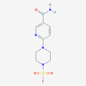 molecular formula C10H13FN4O3S B2828226 4-(5-Carbamoylpyridin-2-yl)piperazine-1-sulfonyl fluoride CAS No. 2411253-97-7