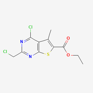molecular formula C11H10Cl2N2O2S B2828243 Ethyl 4-chloro-2-(chloromethyl)-5-methylthieno[2,3-d]pyrimidine-6-carboxylate CAS No. 554439-97-3