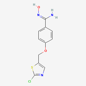 molecular formula C11H10ClN3O2S B2828250 4-[(2-chloro-1,3-thiazol-5-yl)methoxy]-N'-hydroxybenzenecarboximidamide CAS No. 341967-76-8