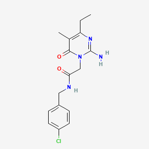 molecular formula C16H19ClN4O2 B2828251 2-(2-amino-4-ethyl-5-methyl-6-oxopyrimidin-1(6H)-yl)-N-(4-chlorobenzyl)acetamide CAS No. 1251610-07-7