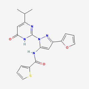 molecular formula C19H17N5O3S B2828252 N-(3-(呋喃-2-基)-1-(4-异丙基-6-氧代-1,6-二氢嘧啶-2-基)-1H-吡唑-5-基)噻吩-2-甲酰胺 CAS No. 1207027-61-9