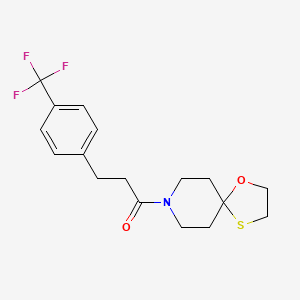 molecular formula C17H20F3NO2S B2828253 1-(1-氧杂-4-硫-8-氮杂双环[4.5]癸烷-8-基)-3-(4-(三氟甲基)苯基)丙酮 CAS No. 1797617-42-5