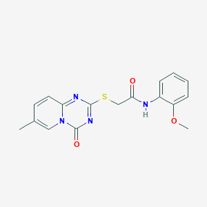 molecular formula C17H16N4O3S B2828258 N-(2-methoxyphenyl)-2-(7-methyl-4-oxopyrido[1,2-a][1,3,5]triazin-2-yl)sulfanylacetamide CAS No. 896319-44-1