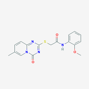 molecular formula C17H16N4O3S B2828258 N-(2-甲氧基苯基)-2-(7-甲基-4-氧代吡啶并[1,2-a][1,3,5]三嗪-2-基)硫醯基乙酰胺 CAS No. 896319-44-1