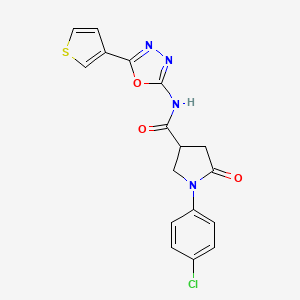 molecular formula C17H13ClN4O3S B2828262 1-(4-chlorophenyl)-5-oxo-N-(5-(thiophen-3-yl)-1,3,4-oxadiazol-2-yl)pyrrolidine-3-carboxamide CAS No. 1286705-38-1