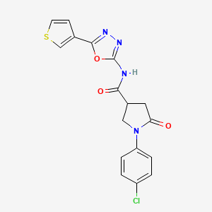 molecular formula C17H13ClN4O3S B2828262 1-(4-氯苯基)-5-氧代-N-(5-(噻吩-3-基)-1,3,4-噁二唑-2-基)吡咯烷-3-羧酰胺 CAS No. 1286705-38-1