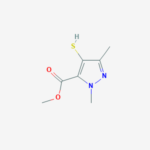 molecular formula C7H10N2O2S B2828265 Methyl 2,5-dimethyl-4-sulfanylpyrazole-3-carboxylate CAS No. 2416234-94-9