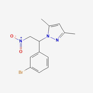 molecular formula C13H14BrN3O2 B2828266 1-[1-(3-溴苯基)-2-硝基乙基]-3,5-二甲基吡唑 CAS No. 957006-96-1