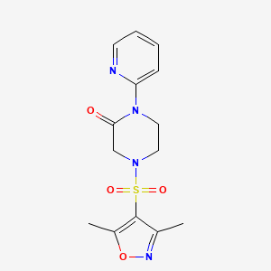 molecular formula C14H16N4O4S B2828270 4-((3,5-Dimethylisoxazol-4-yl)sulfonyl)-1-(pyridin-2-yl)piperazin-2-one CAS No. 2309572-97-0