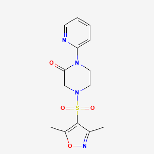 molecular formula C14H16N4O4S B2828270 4-[(3,5-Dimethyl-1,2-oxazol-4-yl)sulfonyl]-1-(pyridin-2-yl)piperazin-2-one CAS No. 2309572-97-0