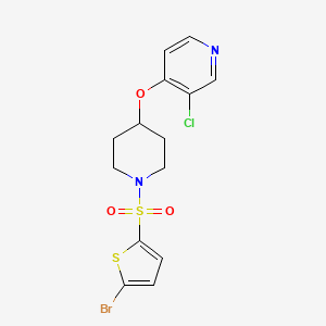 molecular formula C14H14BrClN2O3S2 B2828277 4-((1-((5-Bromothiophen-2-yl)sulfonyl)piperidin-4-yl)oxy)-3-chloropyridine CAS No. 2034472-34-7