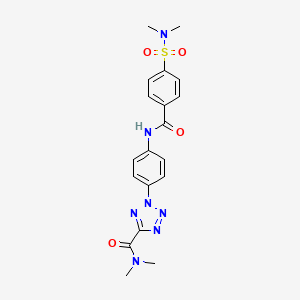 molecular formula C19H21N7O4S B2828278 2-(4-(4-(N,N-dimethylsulfamoyl)benzamido)phenyl)-N,N-dimethyl-2H-tetrazole-5-carboxamide CAS No. 1396636-58-0