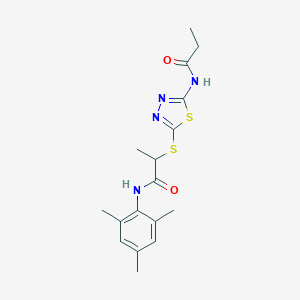 N-mesityl-2-{[5-(propionylamino)-1,3,4-thiadiazol-2-yl]sulfanyl}propanamide