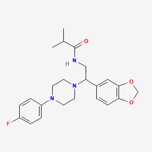 molecular formula C23H28FN3O3 B2828282 N-(2-(benzo[d][1,3]dioxol-5-yl)-2-(4-(4-fluorophenyl)piperazin-1-yl)ethyl)isobutyramide CAS No. 896362-85-9