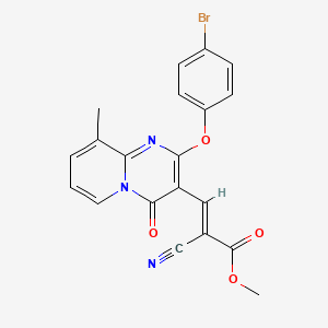 molecular formula C20H14BrN3O4 B2828290 (E)-methyl 3-(2-(4-bromophenoxy)-9-methyl-4-oxo-4H-pyrido[1,2-a]pyrimidin-3-yl)-2-cyanoacrylate CAS No. 620111-34-4
