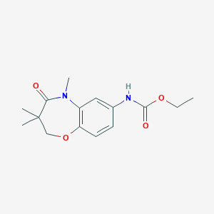 molecular formula C15H20N2O4 B2828296 Ethyl (3,3,5-trimethyl-4-oxo-2,3,4,5-tetrahydrobenzo[b][1,4]oxazepin-7-yl)carbamate CAS No. 921836-52-4