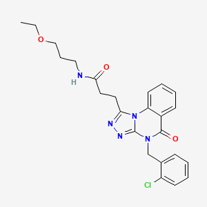 molecular formula C24H26ClN5O3 B2828301 3-[4-(2-氯苄基)-5-氧代-4,5-二氢[1,2,4]三唑并[4,3-a]喹唑啉-1-基]-N-(3-乙氧基丙基)丙酰胺 CAS No. 887224-00-2