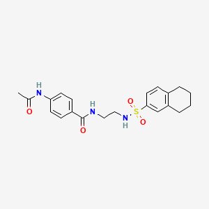 molecular formula C21H25N3O4S B2828320 4-acetamido-N-(2-(5,6,7,8-tetrahydronaphthalene-2-sulfonamido)ethyl)benzamide CAS No. 1091477-27-8