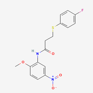 molecular formula C16H15FN2O4S B2828325 3-((4-fluorophenyl)thio)-N-(2-methoxy-5-nitrophenyl)propanamide CAS No. 896357-69-0