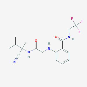 molecular formula C17H21F3N4O2 B2828329 2-({[(1-cyano-1,2-dimethylpropyl)carbamoyl]methyl}amino)-N-(2,2,2-trifluoroethyl)benzamide CAS No. 1252418-79-3