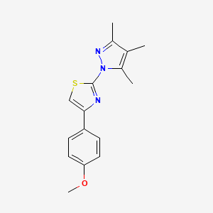 molecular formula C16H17N3OS B2828331 甲基 4-[2-(3,4,5-三甲基-1H-吡唑-1-基)-1,3-噻唑-4-基]苯基醚 CAS No. 955961-66-7