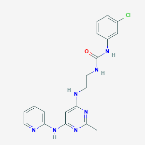 molecular formula C19H20ClN7O B2828332 1-(3-Chlorophenyl)-3-(2-((2-methyl-6-(pyridin-2-ylamino)pyrimidin-4-yl)amino)ethyl)urea CAS No. 1421516-64-4
