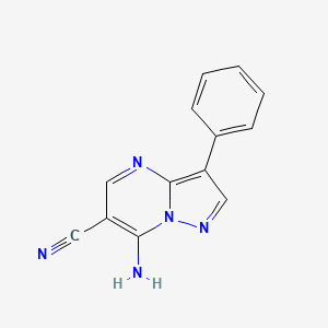 molecular formula C13H9N5 B2828343 7-Amino-3-phenylpyrazolo[1,5-a]pyrimidine-6-carbonitrile CAS No. 767346-79-2