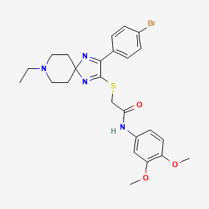 molecular formula C25H29BrN4O3S B2828345 2-((3-(4-溴苯基)-8-乙基-1,4,8-三氮杂螺[4.5]癸-1,3-二烯-2-基)硫代)-N-(3,4-二甲氧基苯基)乙酰胺 CAS No. 1189498-78-9