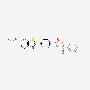 molecular formula C22H25N3O4S2 B2828346 1-(4-(6-Ethoxybenzo[d]thiazol-2-yl)piperazin-1-yl)-2-tosylethanone CAS No. 897470-57-4
