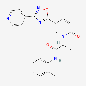 molecular formula C24H23N5O3 B2828350 N-(2,6-dimethylphenyl)-2-(2-oxo-5-(3-(pyridin-4-yl)-1,2,4-oxadiazol-5-yl)pyridin-1(2H)-yl)butanamide CAS No. 1396631-14-3