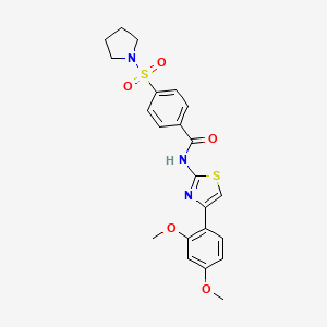 molecular formula C22H23N3O5S2 B2828359 N-(4-(2,4-二甲氧基苯基)噻唑-2-基)-4-(吡咯烷-1-基磺酰基)苯甲酰胺 CAS No. 361171-05-3