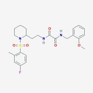 molecular formula C24H30FN3O5S B2828361 N1-(2-(1-((4-fluoro-2-methylphenyl)sulfonyl)piperidin-2-yl)ethyl)-N2-(2-methoxybenzyl)oxalamide CAS No. 898426-99-8