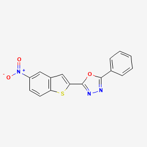 molecular formula C16H9N3O3S B2828365 2-(5-硝基-1-苯并噻吩-2-基)-5-苯基-1,3,4-噁二唑 CAS No. 477847-60-2