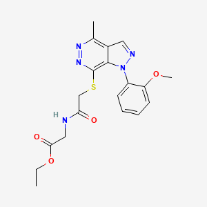 molecular formula C19H21N5O4S B2828368 乙酸2-(2-((1-(2-甲氧基苯基)-4-甲基-1H-吡唑并[3,4-d]吡啄啉-7-基)硫代)乙酰胺基)乙酸酯 CAS No. 1172493-14-9