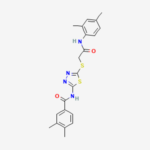 molecular formula C21H22N4O2S2 B2828370 N-(5-((2-((2,4-dimethylphenyl)amino)-2-oxoethyl)thio)-1,3,4-thiadiazol-2-yl)-3,4-dimethylbenzamide CAS No. 392295-86-2