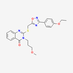 molecular formula C23H24N4O4S B2828372 2-(((3-(4-ethoxyphenyl)-1,2,4-oxadiazol-5-yl)methyl)thio)-3-(3-methoxypropyl)quinazolin-4(3H)-one CAS No. 946352-78-9