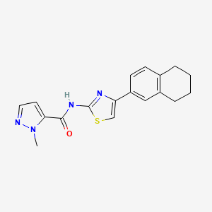 molecular formula C18H18N4OS B2828379 1-methyl-N-(4-(5,6,7,8-tetrahydronaphthalen-2-yl)thiazol-2-yl)-1H-pyrazole-5-carboxamide CAS No. 1171331-01-3