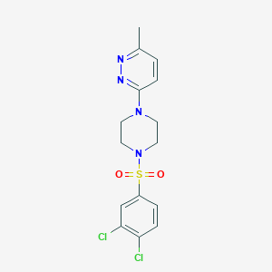 molecular formula C15H16Cl2N4O2S B2828380 3-(4-((3,4-二氯苯基)磺酰基)哌嗪-1-基)-6-甲基吡啶并[1,2-d]嘧啶 CAS No. 1170867-22-7