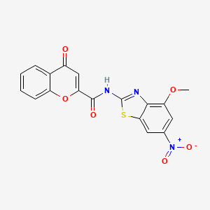 molecular formula C18H11N3O6S B2828383 N-(4-甲氧基-6-硝基-1,3-苯并噻唑-2-基)-4-氧代色素-2-甲酰胺 CAS No. 361478-72-0