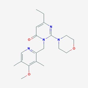 molecular formula C19H26N4O3 B2828395 6-ethyl-3-[(4-methoxy-3,5-dimethyl-2-pyridyl)methyl]-2-morpholino-4(3H)-pyrimidinone CAS No. 1340762-43-7