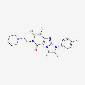 molecular formula C24H30N6O2 B2828398 1,6,7-trimethyl-3-(2-(piperidin-1-yl)ethyl)-8-(p-tolyl)-1H-imidazo[2,1-f]purine-2,4(3H,8H)-dione CAS No. 896600-74-1